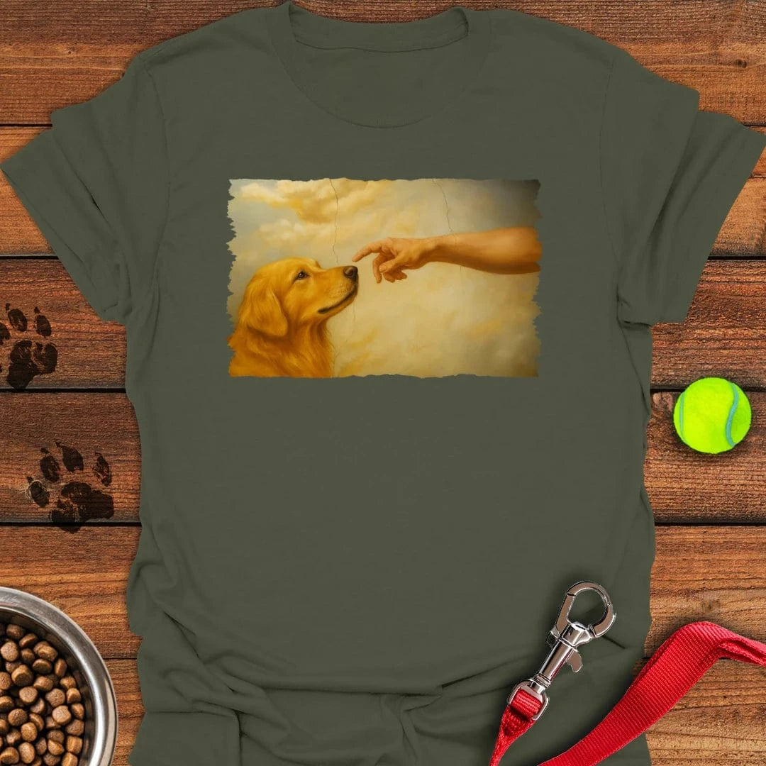God Creates Golden Retriever T-Shirt Military Green