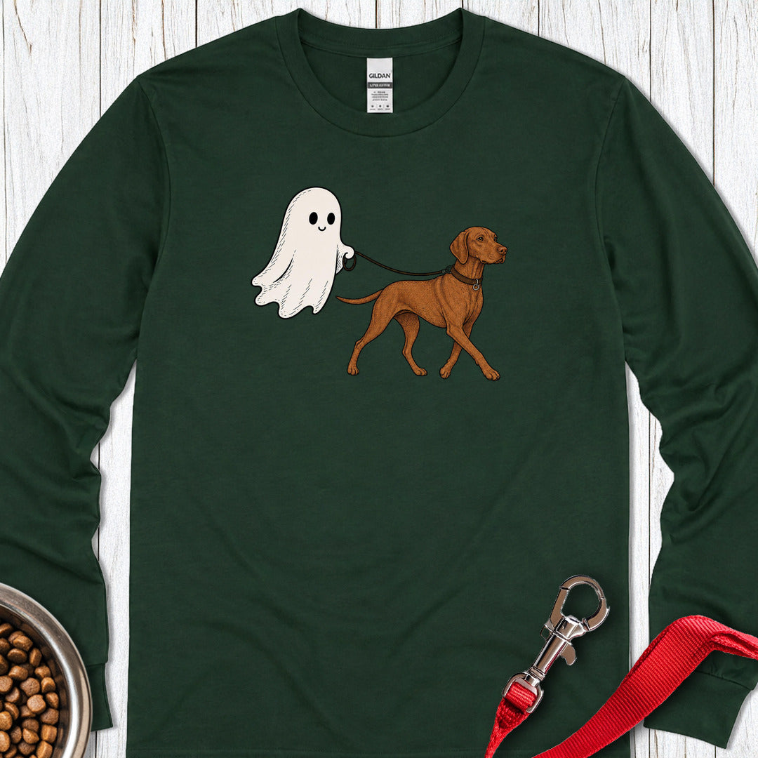 Vizsla Ghost Halloween Long Sleeve Forest Green