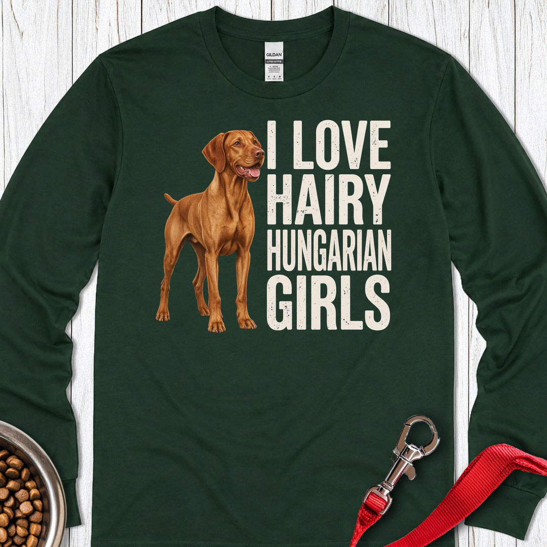 Vizsla Hairy Hungarian Girls Long Sleeve Forest Green