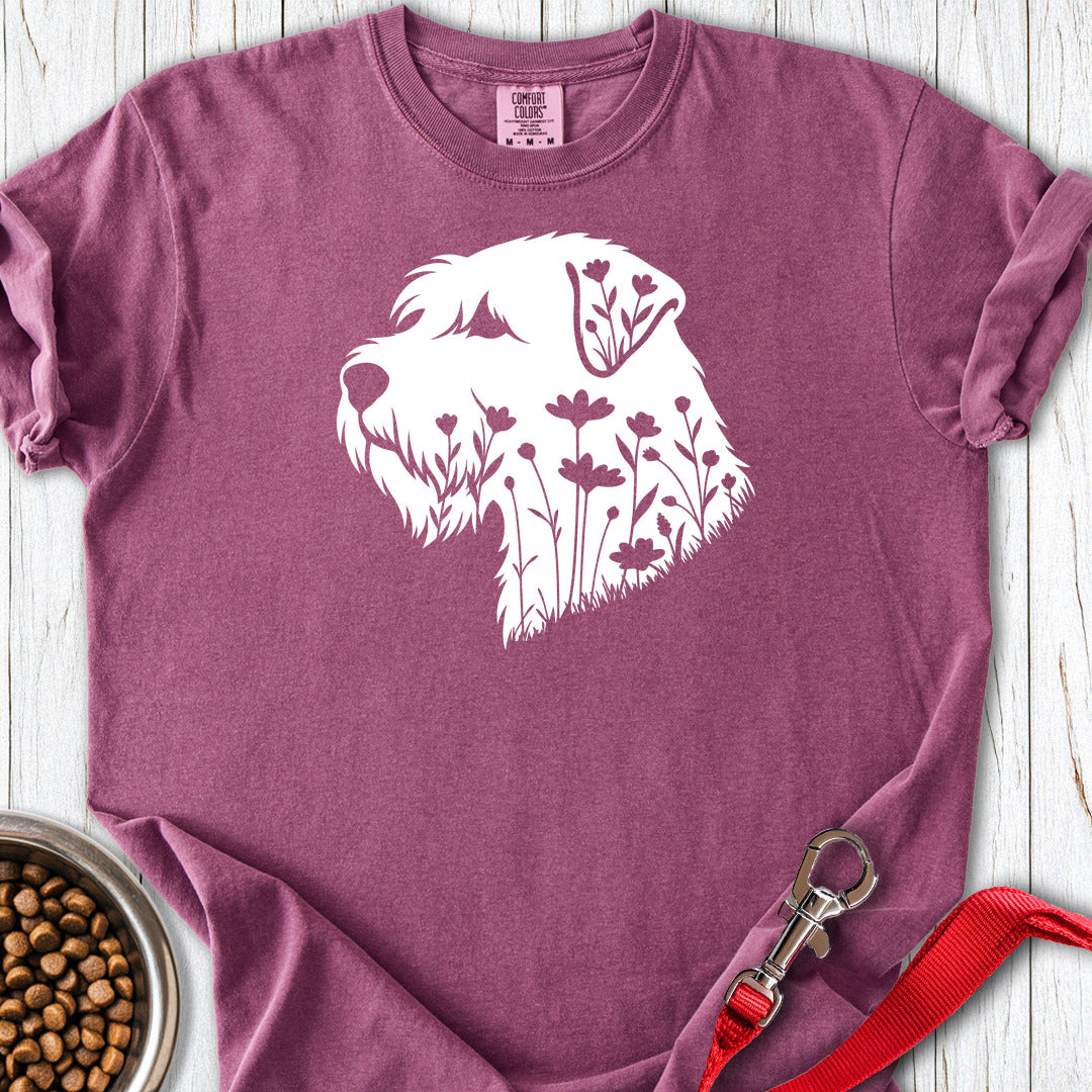 Wheaten Terrier Flowers Premium Tee — Berry
