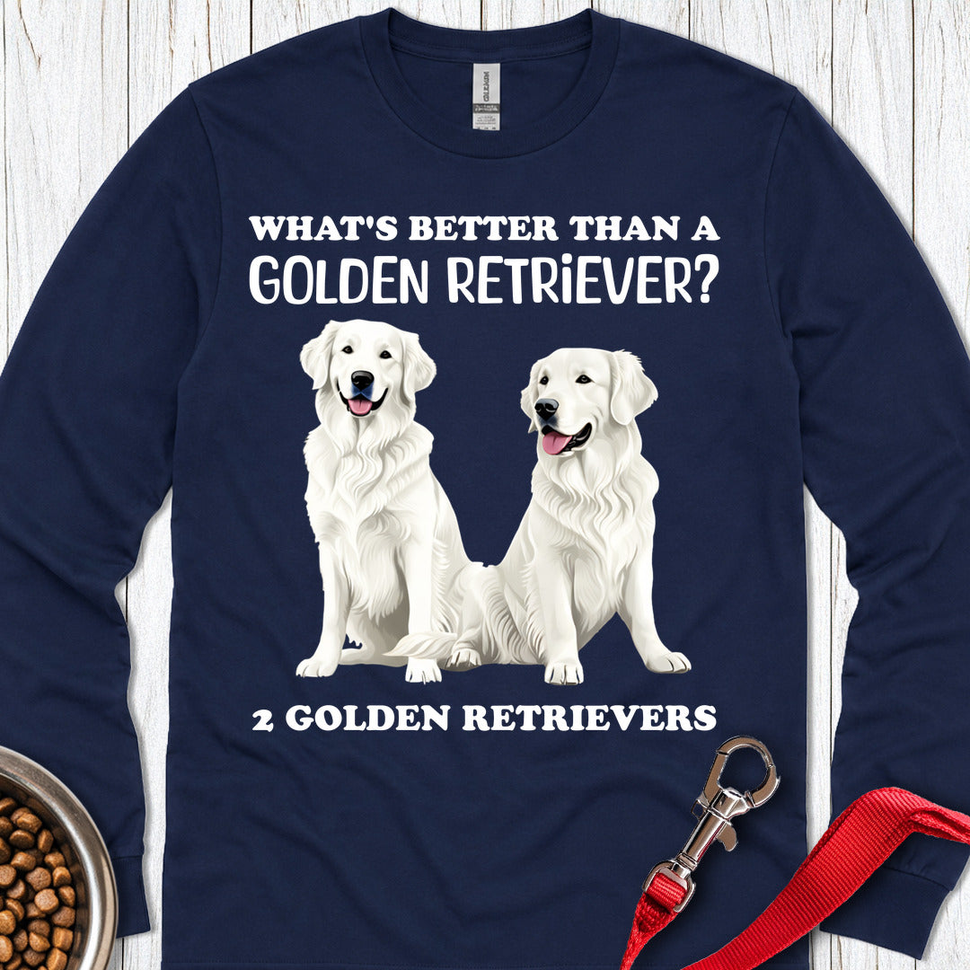 White Golden Retrievers Long Sleeve — Navy