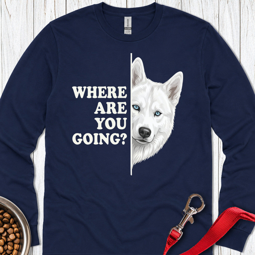 White Husky Alert Long Sleeve β Navy