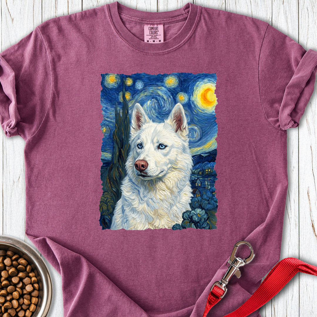 White Husky Van Gogh Premium Tee Berry