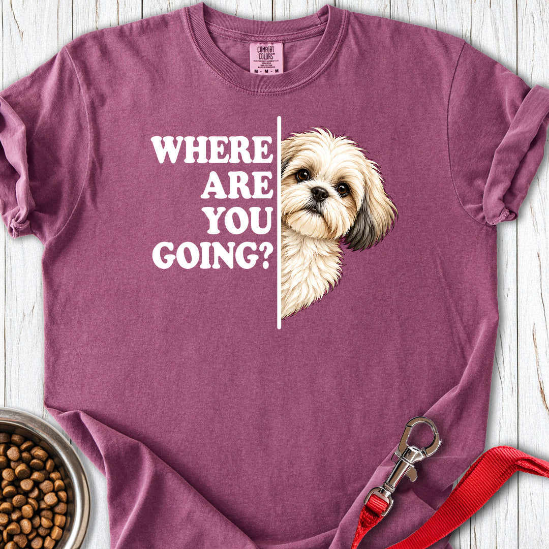 White Shit Tzu Alert Premium Tee — Berry