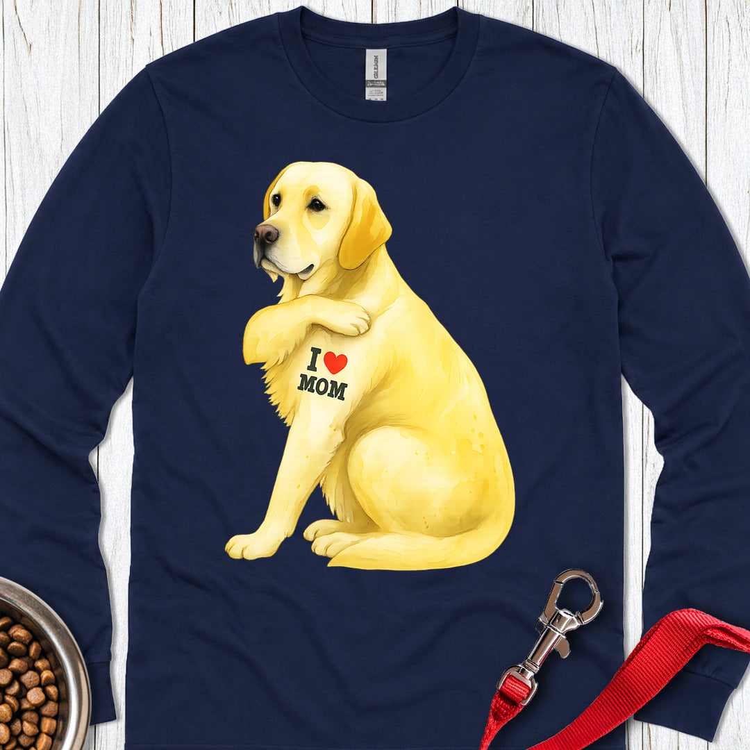Yellow Labrador I Love Mom Long Sleeve β Navy