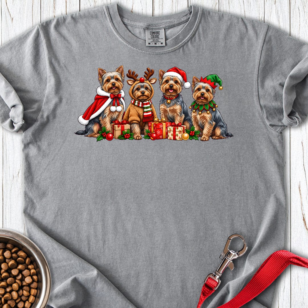 Yorkshire Terrier Christmas Group Premium Tee — Grey