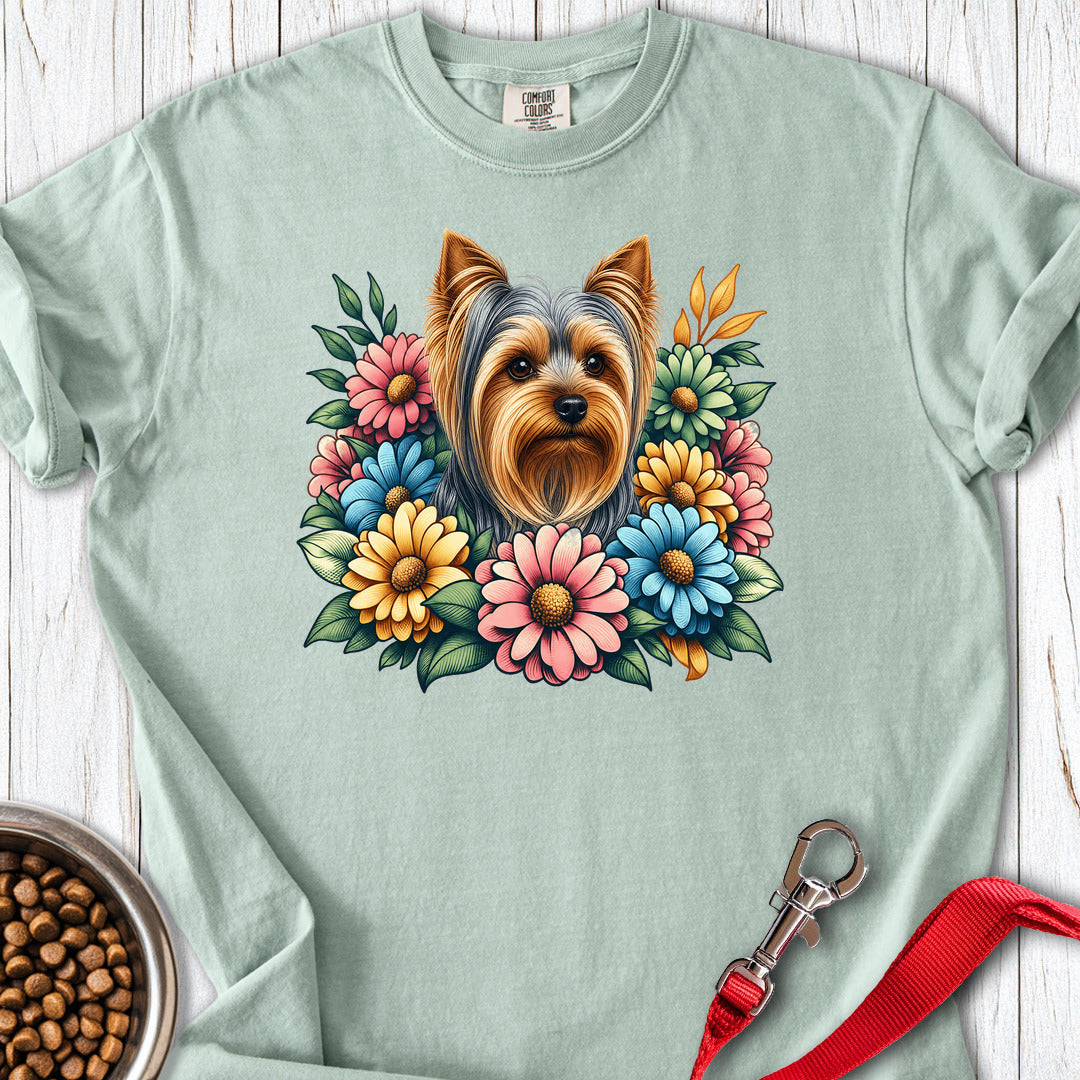 Yorkshire Terrier Flower Wreath Premium Tee Bay