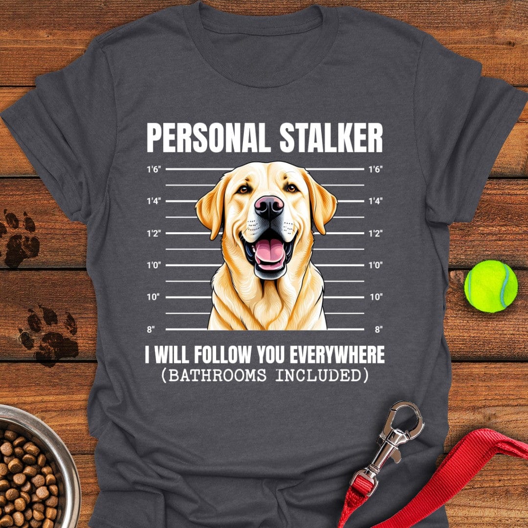 Funny Yellow Labrador Mugshot T-Shirt Dark Heather
