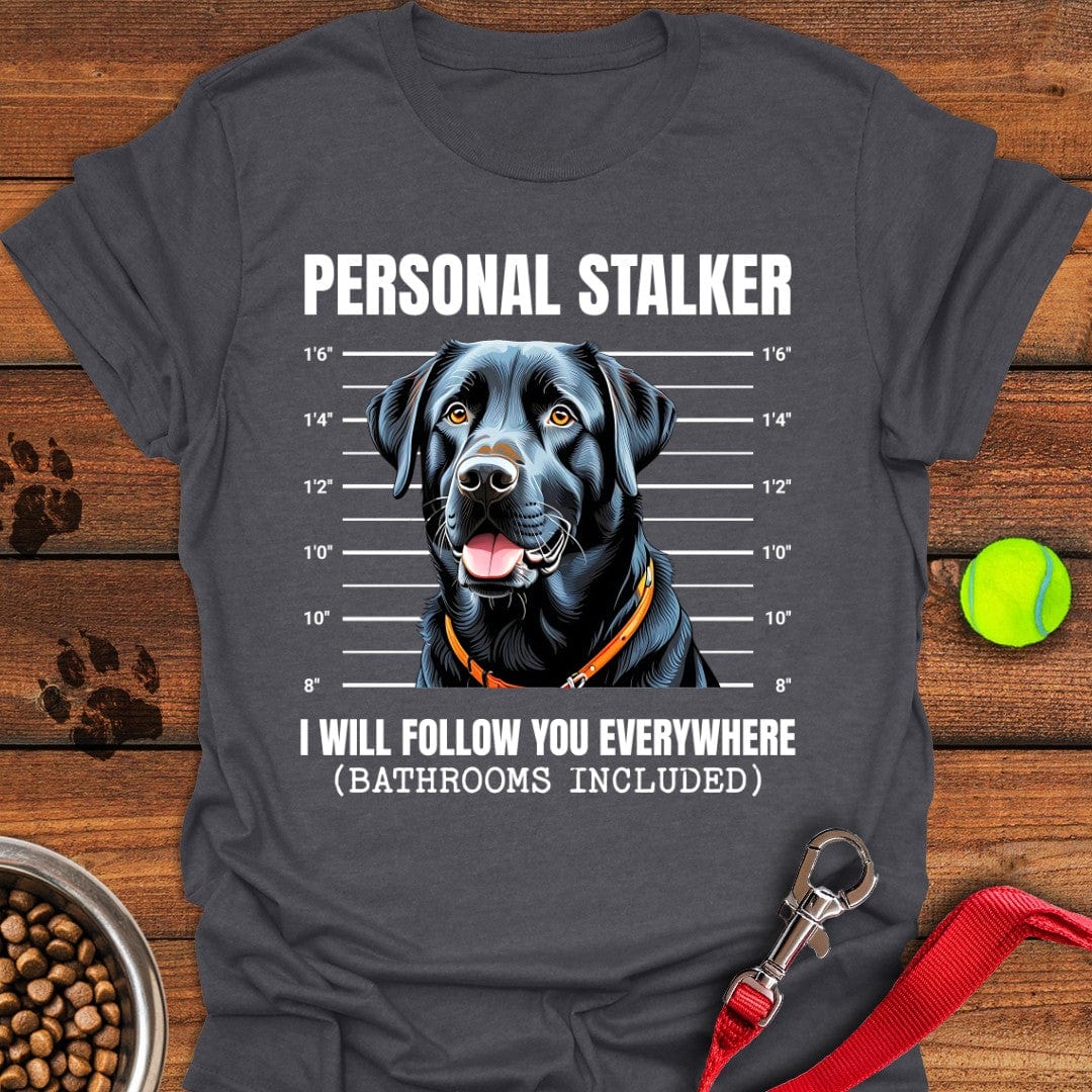 Funny Black Labrador Mugshot T-Shirt Dark Heather