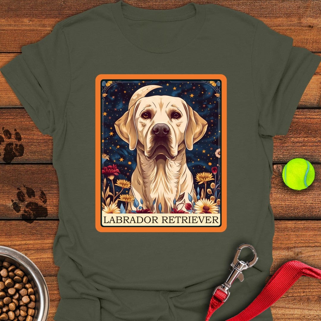 Yellow Labrador Tarot Card T-Shirt Military Green