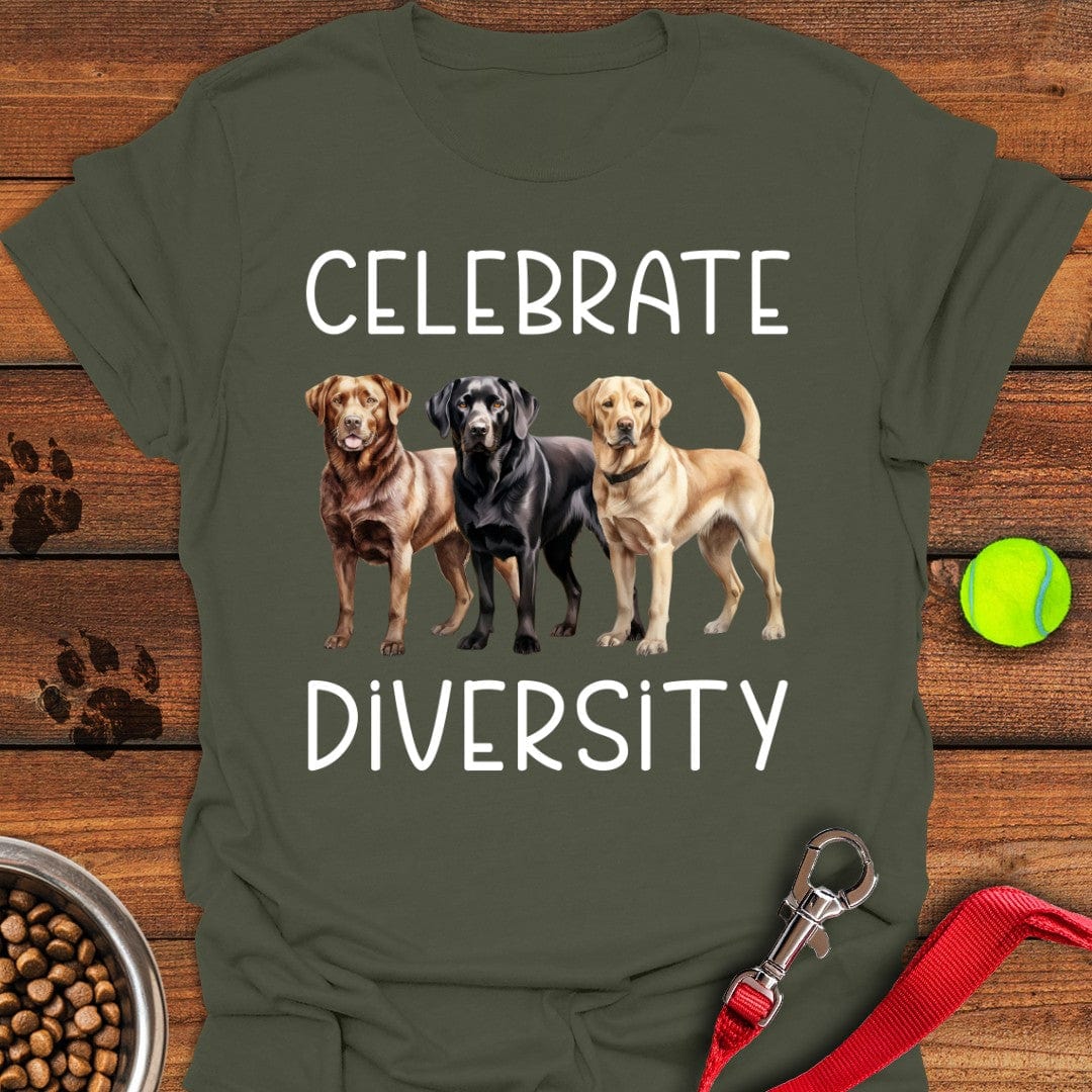 Celebrate Diversity Labrador T-Shirt Military Green