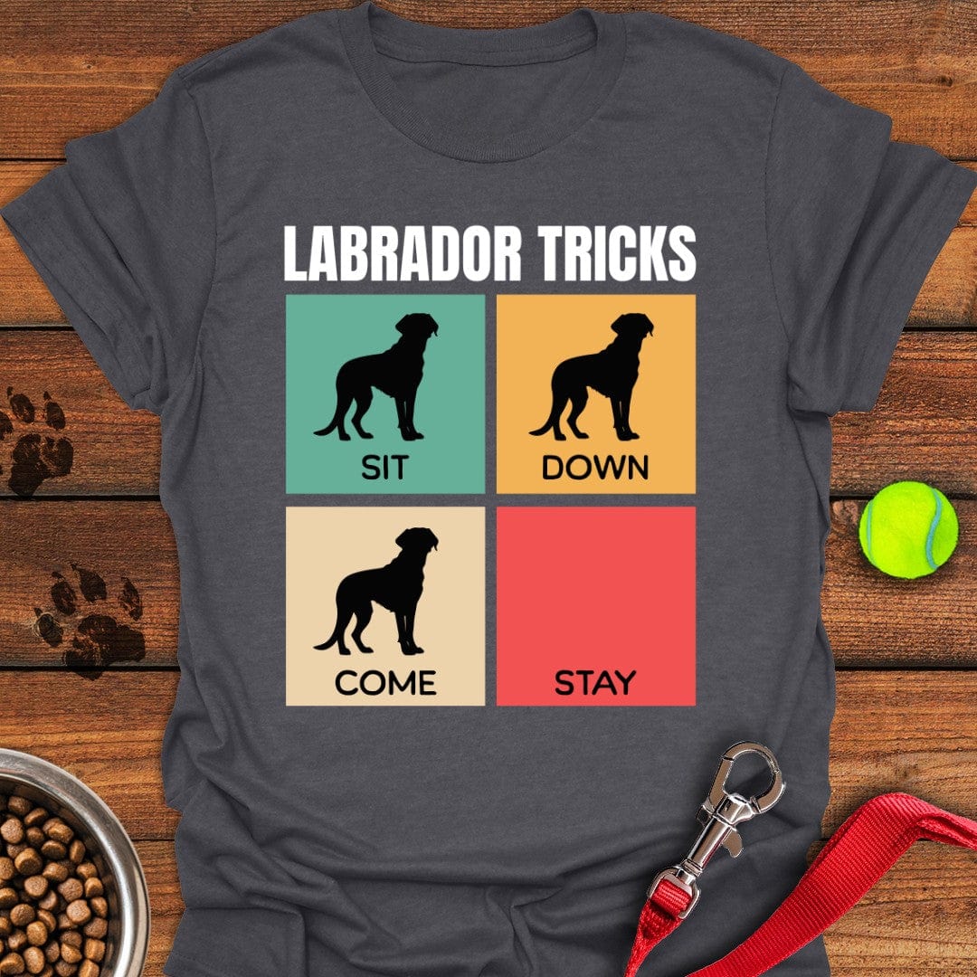 Funny Labrador Tricks T-Shirt Dark Heather