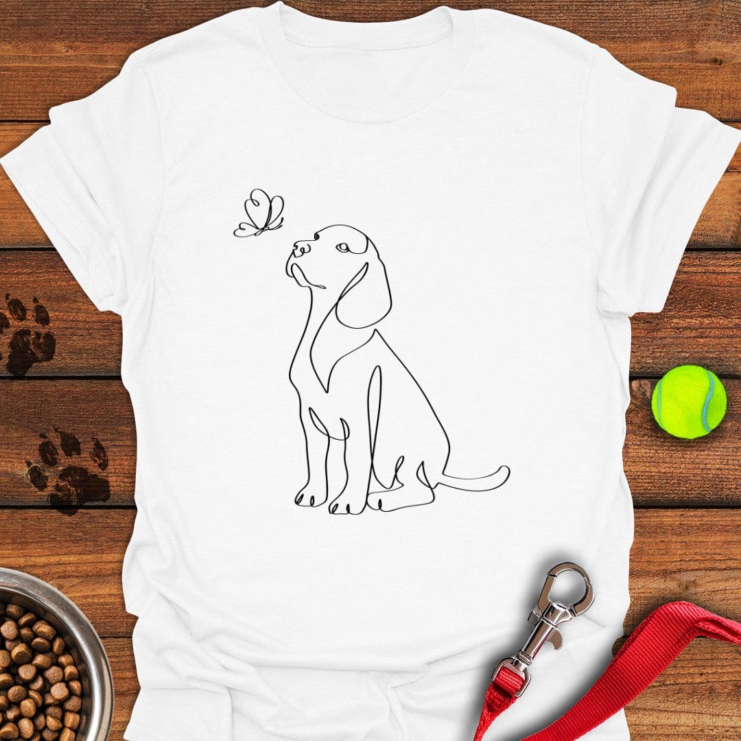 Cute Labrador Line Art T-Shirt White