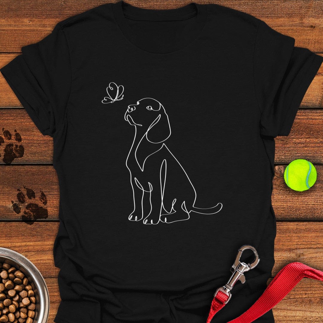 Cute Labrador Line Art T-Shirt Black