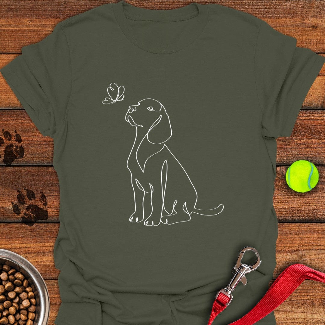 Cute Labrador Line Art T-Shirt Military Green
