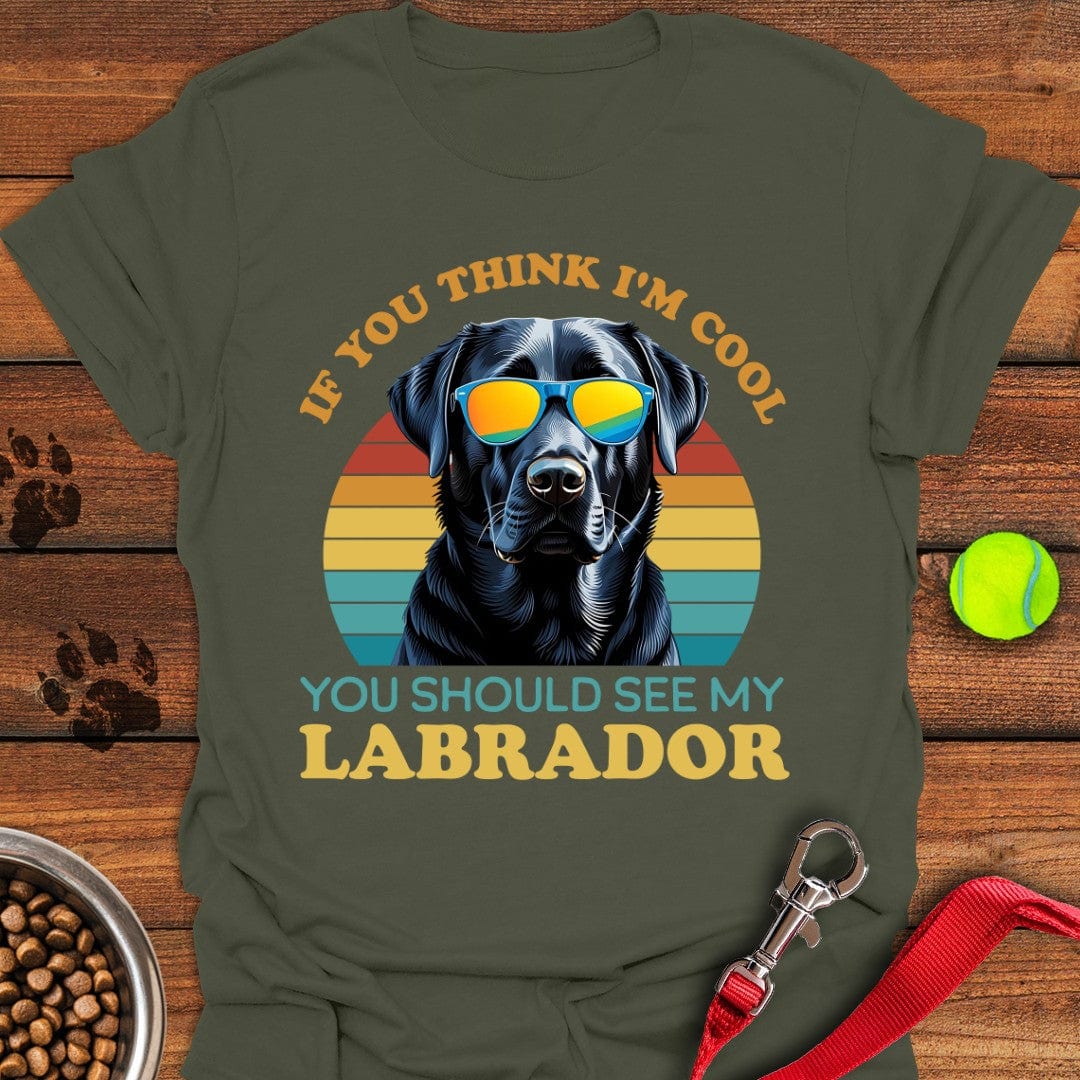 Cool Black Labrador T-Shirt Military Green