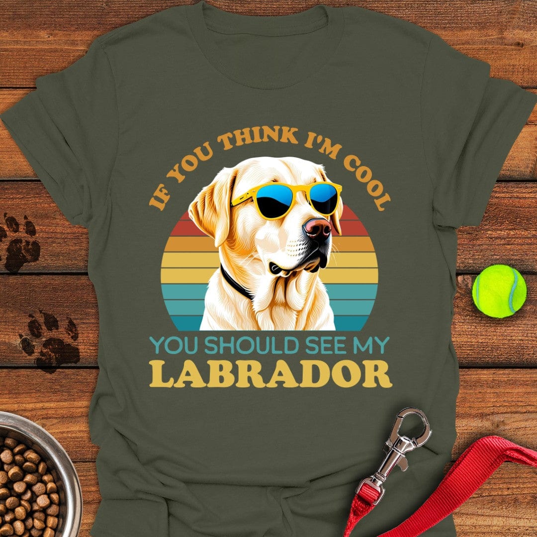 Cool Yellow Labrador T-Shirt Military Green