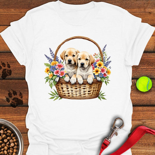 Labrador Puppies in Basket T-Shirt White
