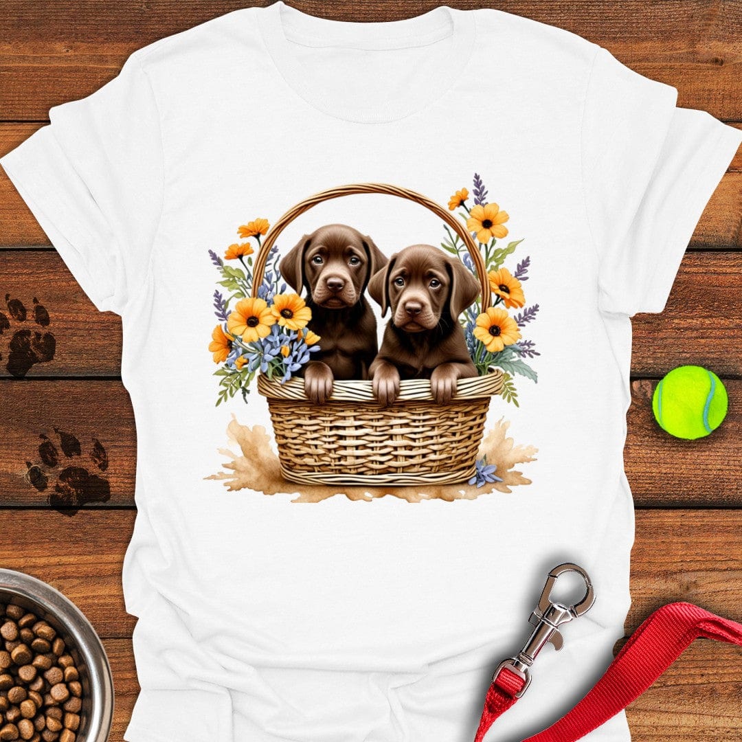 Labrador Puppies in Basket T-Shirt White