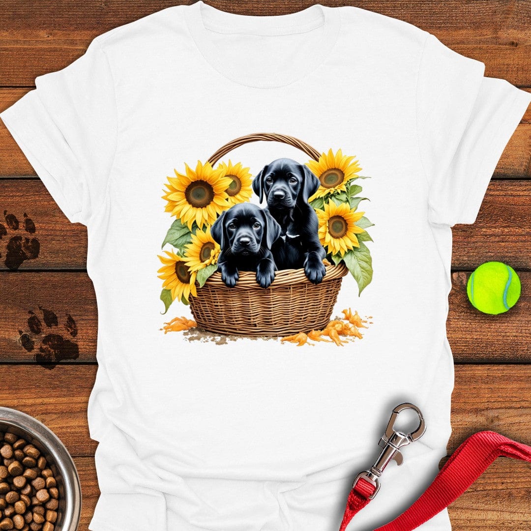 Labrador Puppies in Basket T-Shirt White
