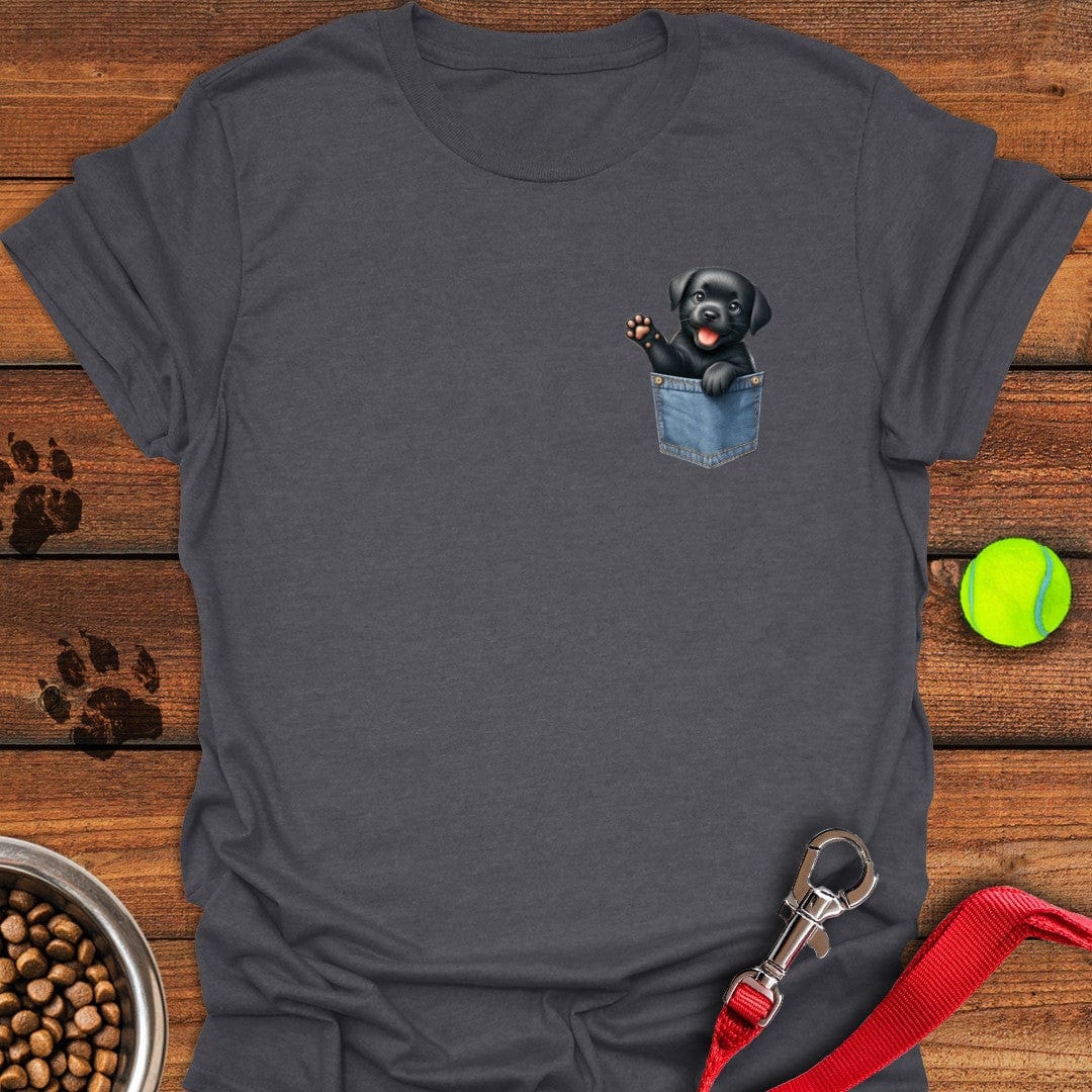 Labrador Puppy in Fake Pocket T-Shirt Dark Heather