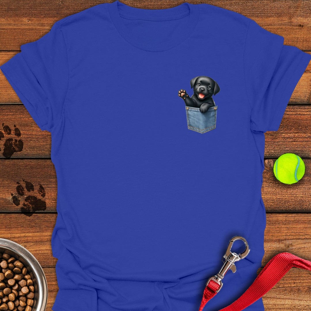 Labrador Puppy in Fake Pocket T-Shirt Royal