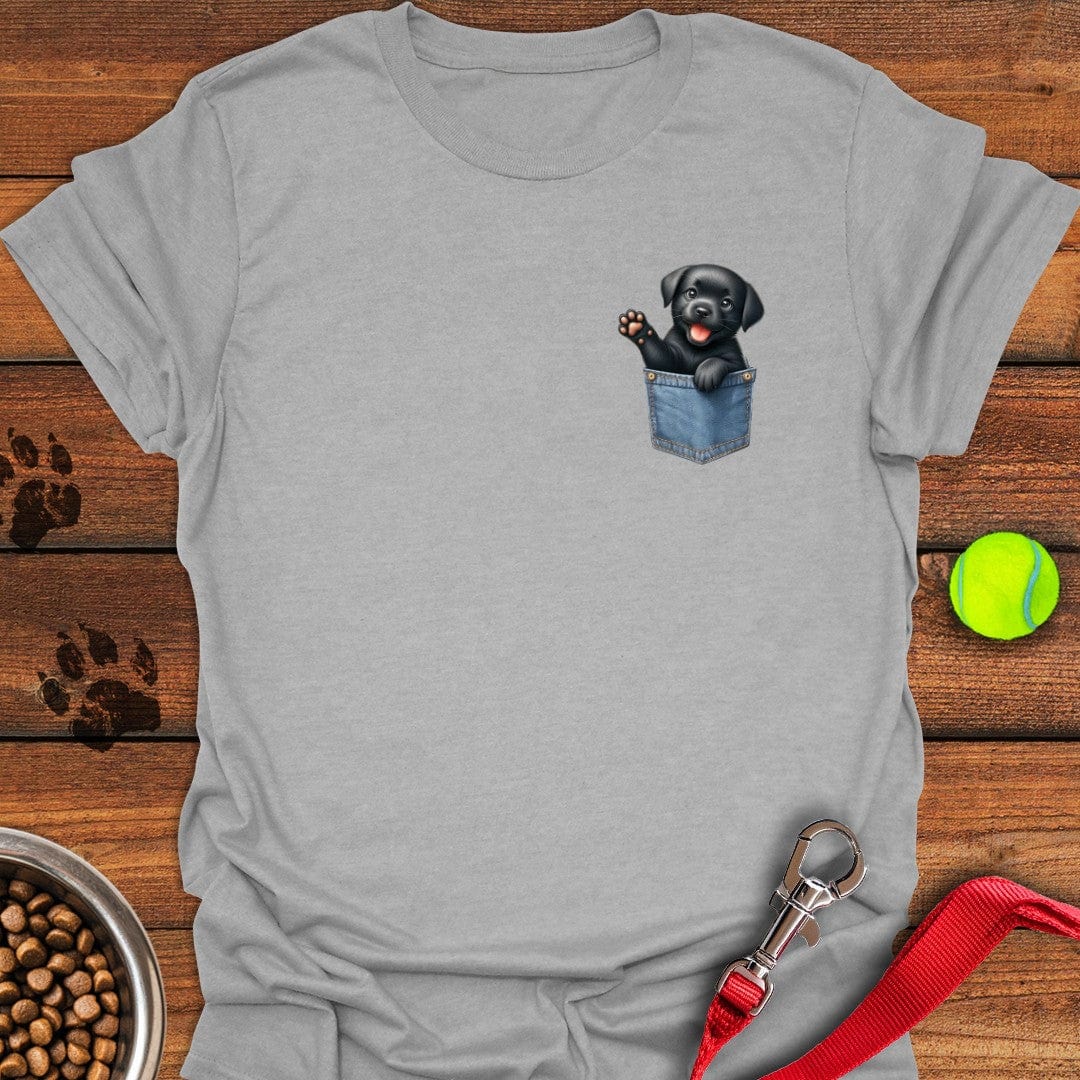 Labrador Puppy in Fake Pocket T-Shirt Sport Grey