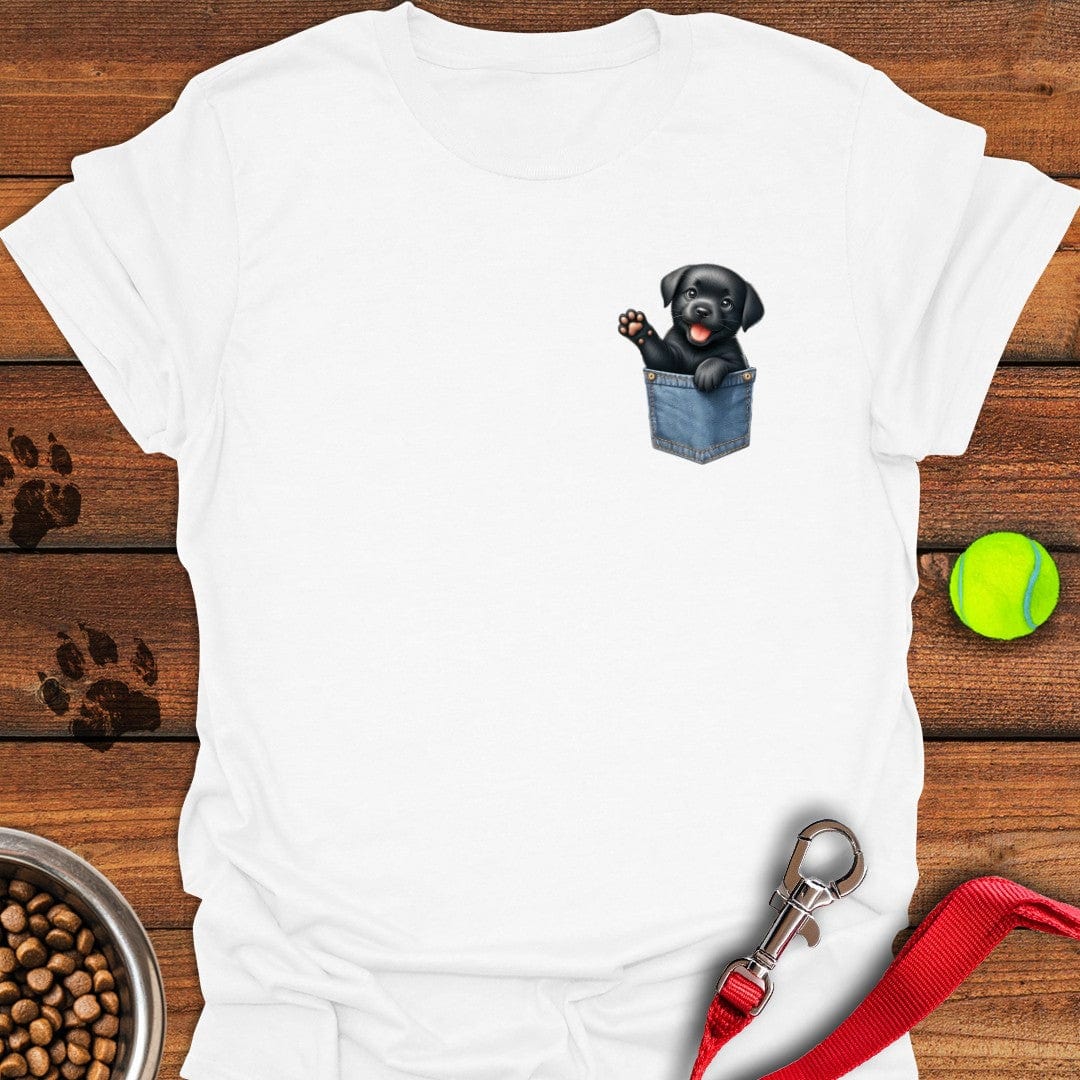 Labrador Puppy in Fake Pocket T-Shirt White