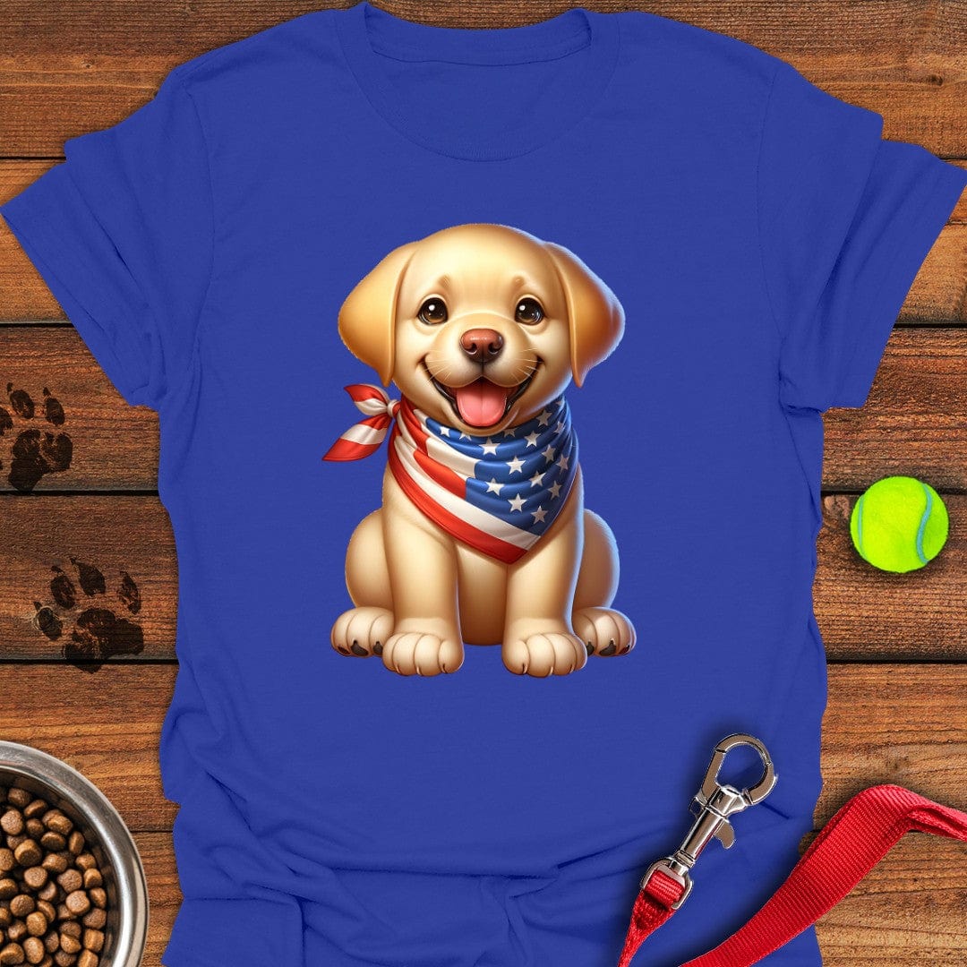 Labrador Puppy USA Flag T-Shirt Royal