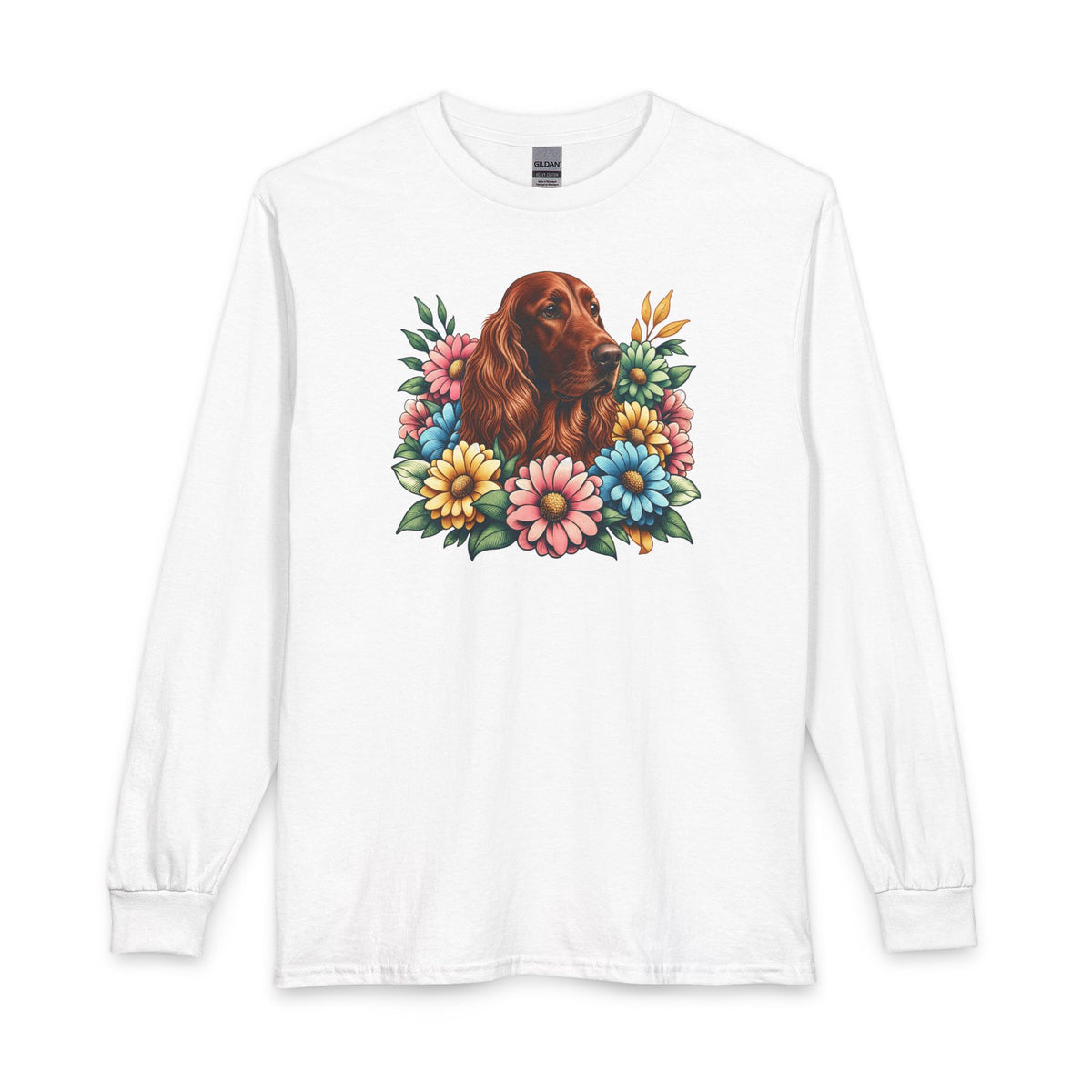 Irish Setter Flower Wreath Long Sleeve