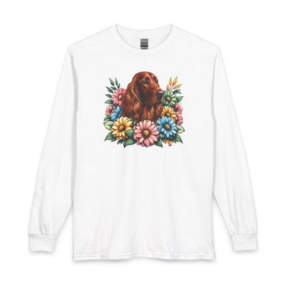 Irish Setter Flower Wreath Long Sleeve