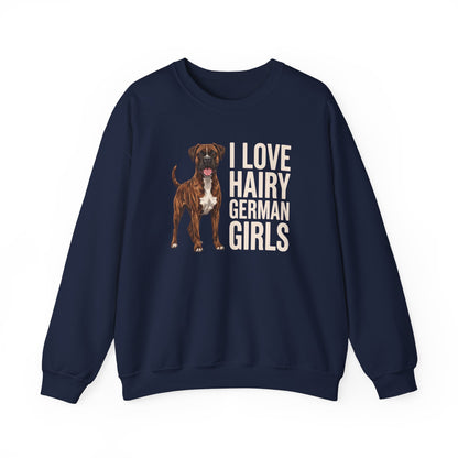 Brindle Boxer Hairy German Girls Crewneck Sweatshirt