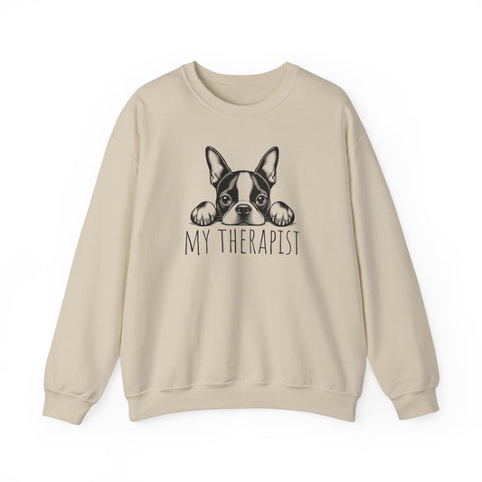Boston Terrier My Therapist Crewneck Sweatshirt