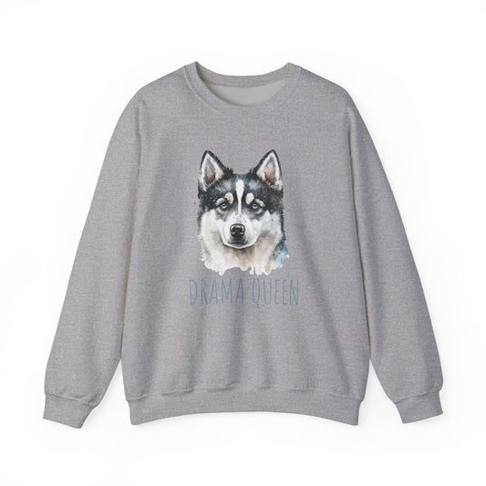 Drama Queen Husky Crewneck Sweatshirt Sport Grey