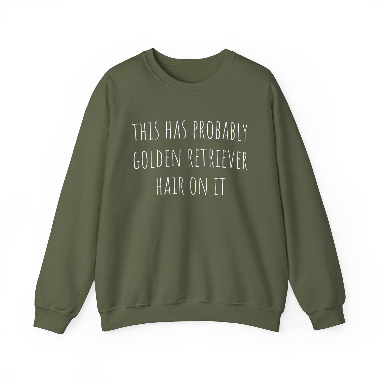 Golden Retriever Hair Crewneck Sweatshirt Military Green