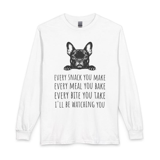 French Bulldog Snack Long Sleeve White