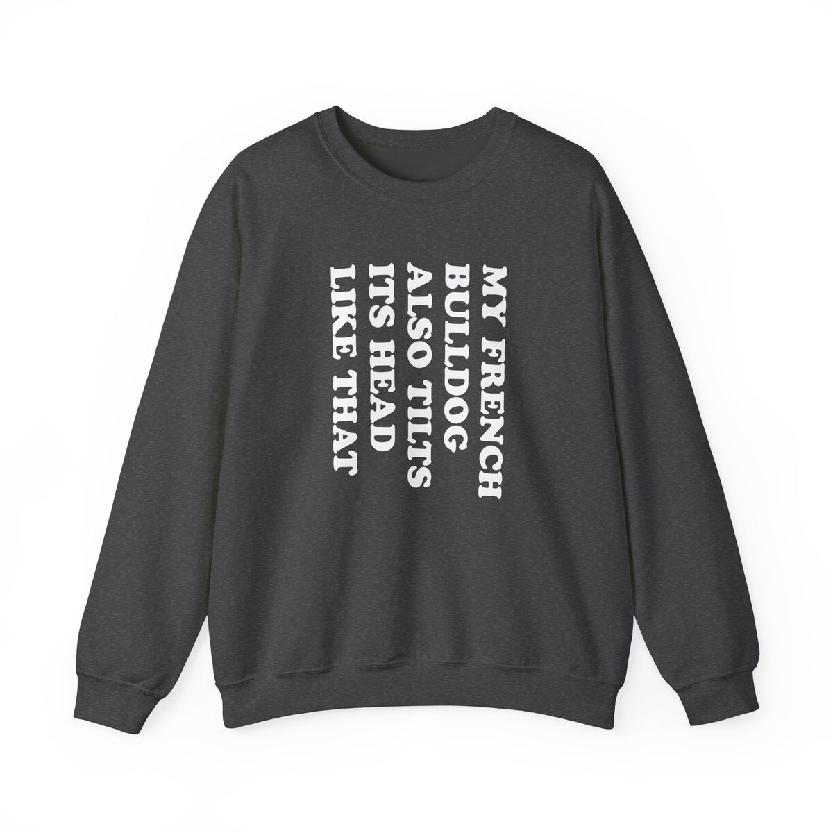 Tilt Head Frenchie Crewneck Sweatshirt Dark Heather