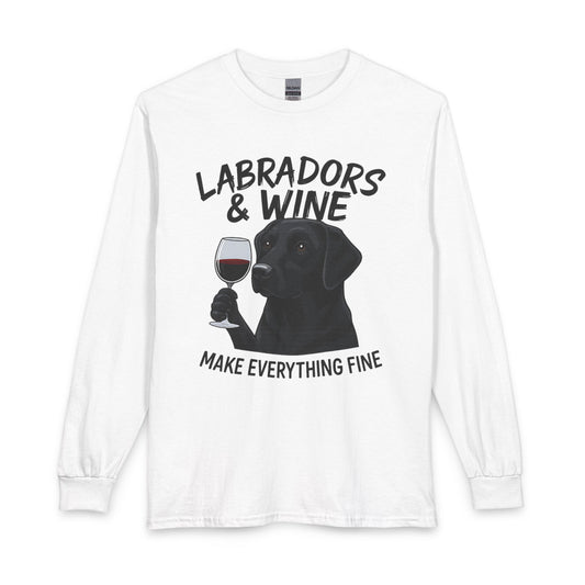 Black Labradors & Wine Long Sleeve White