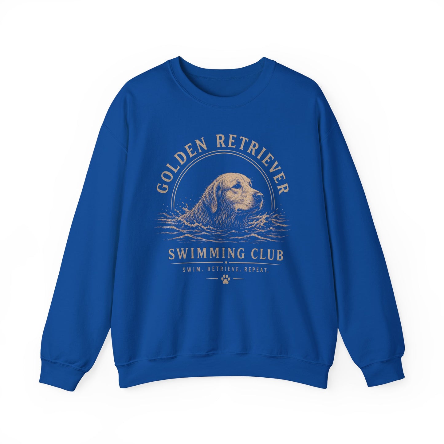 Golden Retriever Swimming Club Crewneck Sweatshirt Royal
