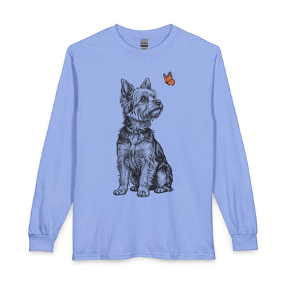 Yorkshire Terrier Butterfly Long Sleeve Carolina Blue
