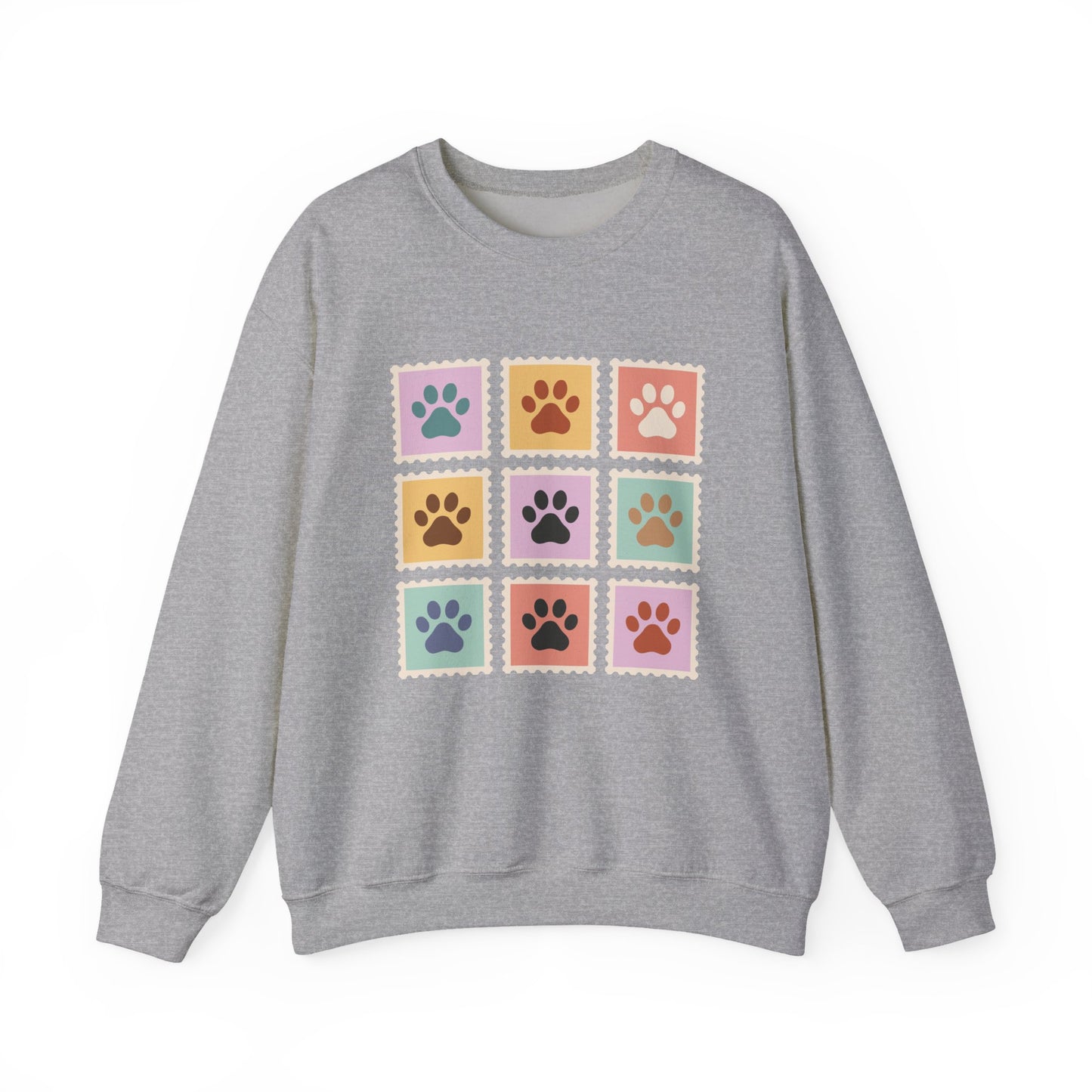 Golden Retriever Paw Stamps Crewneck Sweatshirt Sport Grey