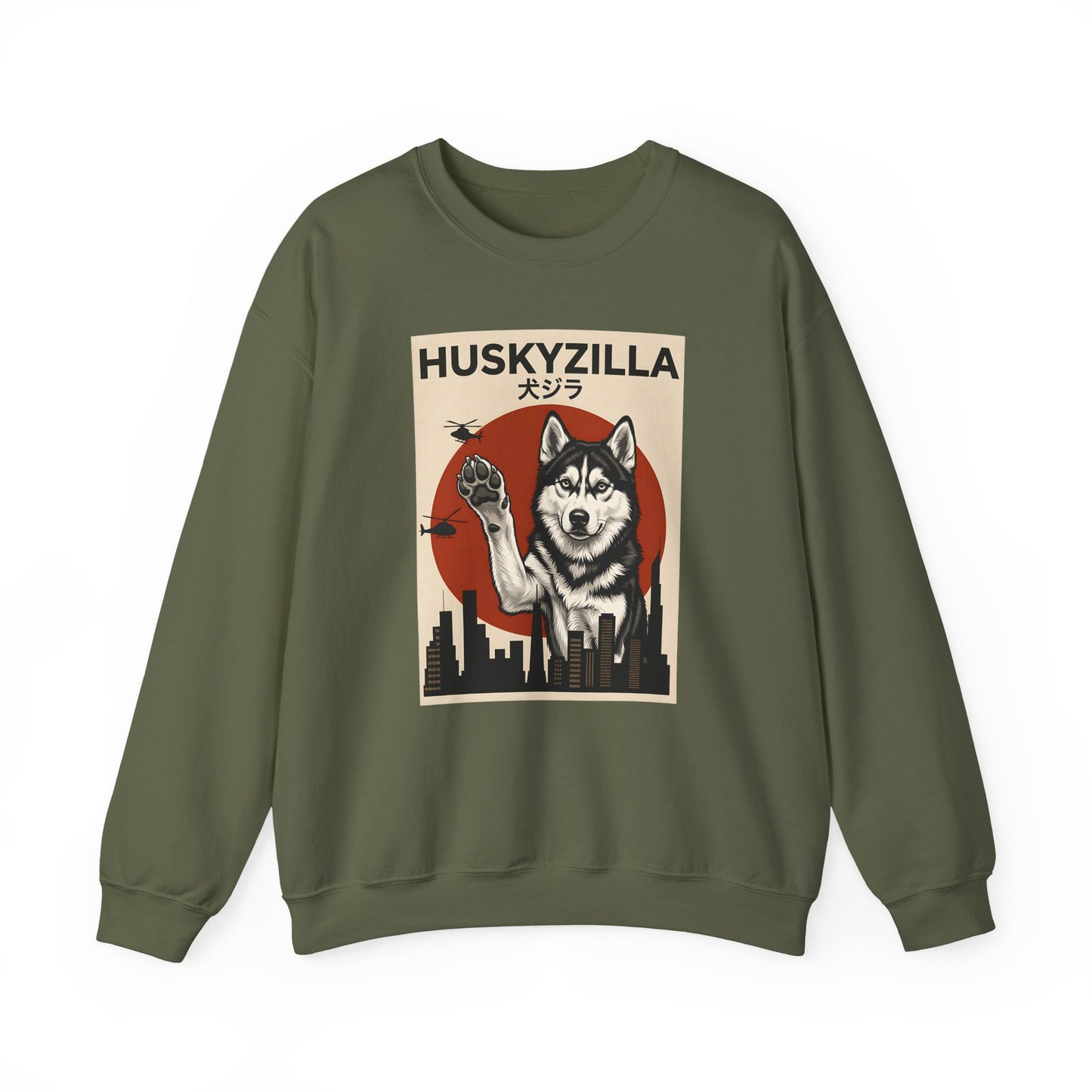 Huskyzilla Crewneck Sweatshirt Military Green