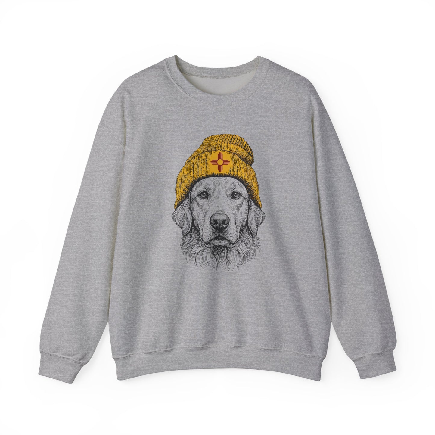 Golden Retriever New Mexico Beanie Crewneck Sweatshirt Sport Grey