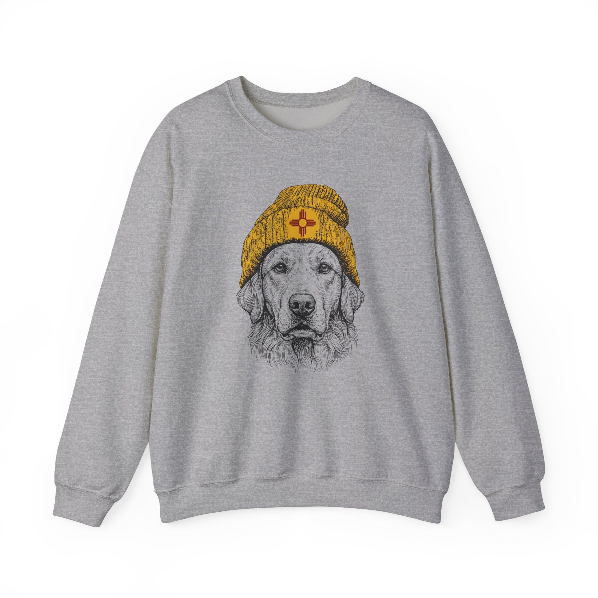 Golden Retriever New Mexico Beanie Crewneck Sweatshirt Sport Grey