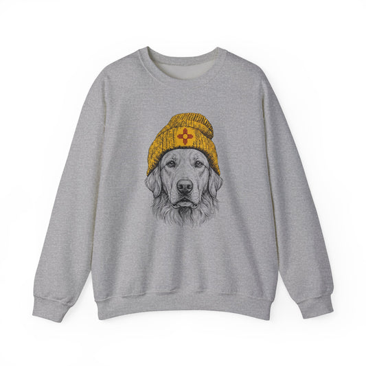 Golden Retriever New Mexico Beanie Crewneck Sweatshirt Sport Grey