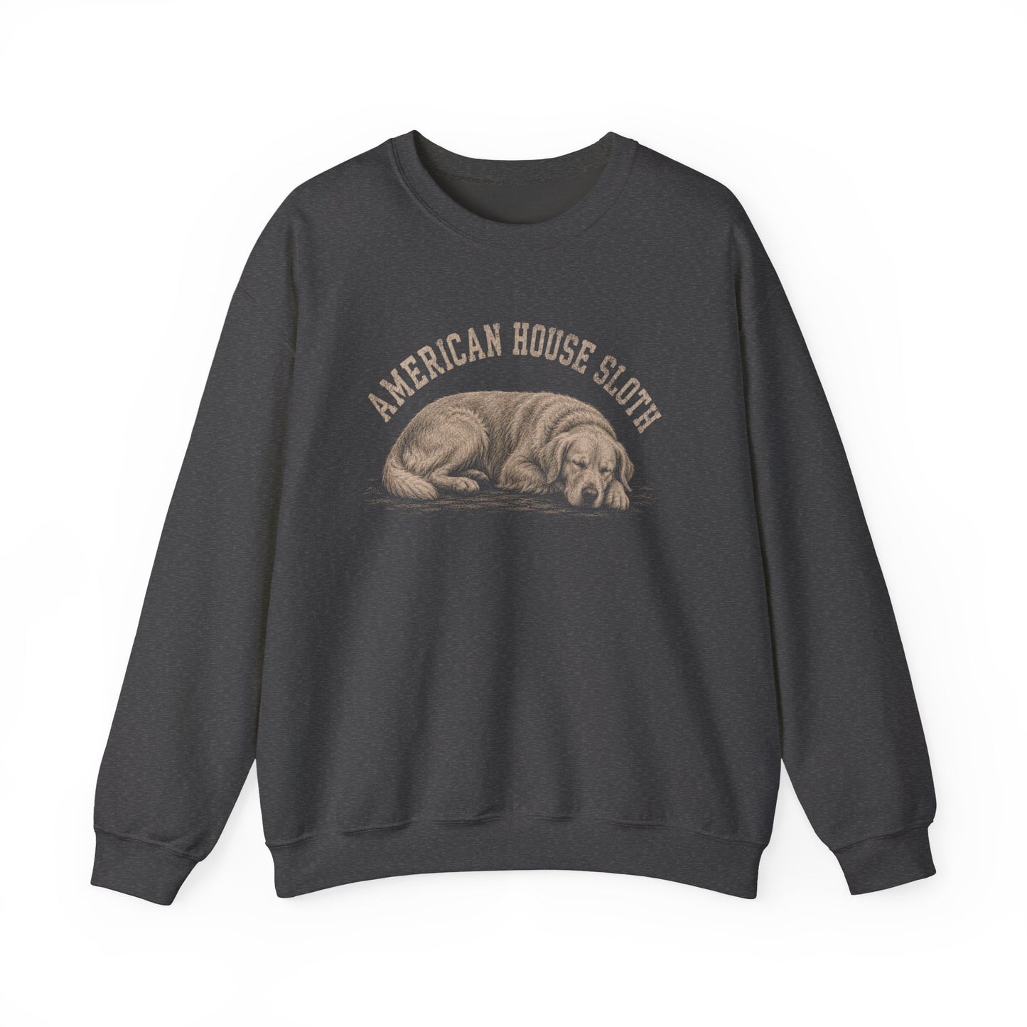 Golden Retriever Sloth Crewneck Sweatshirt Dark Heather