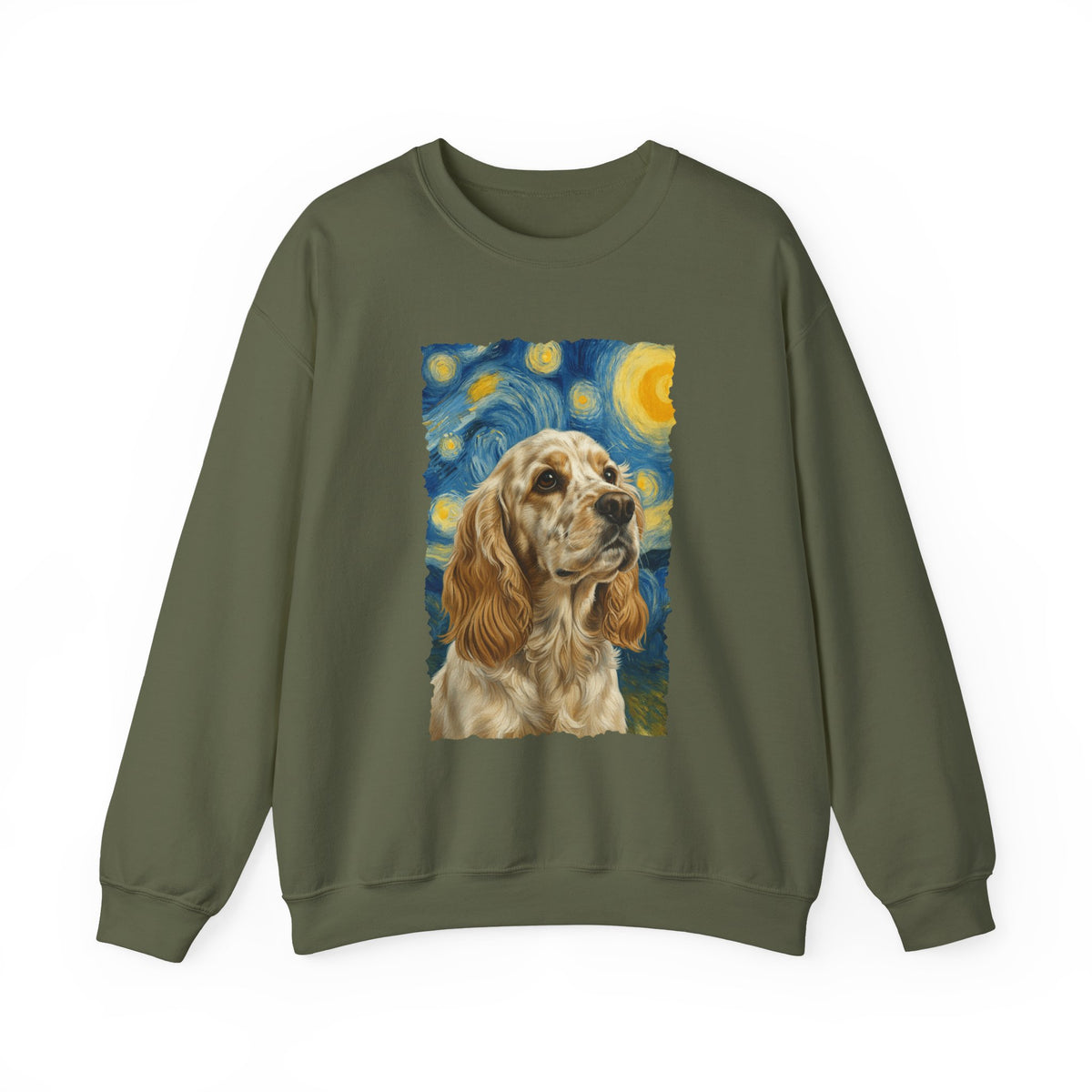Lemon Roan Cocker Spaniel Starry Night Crewneck Sweatshirt