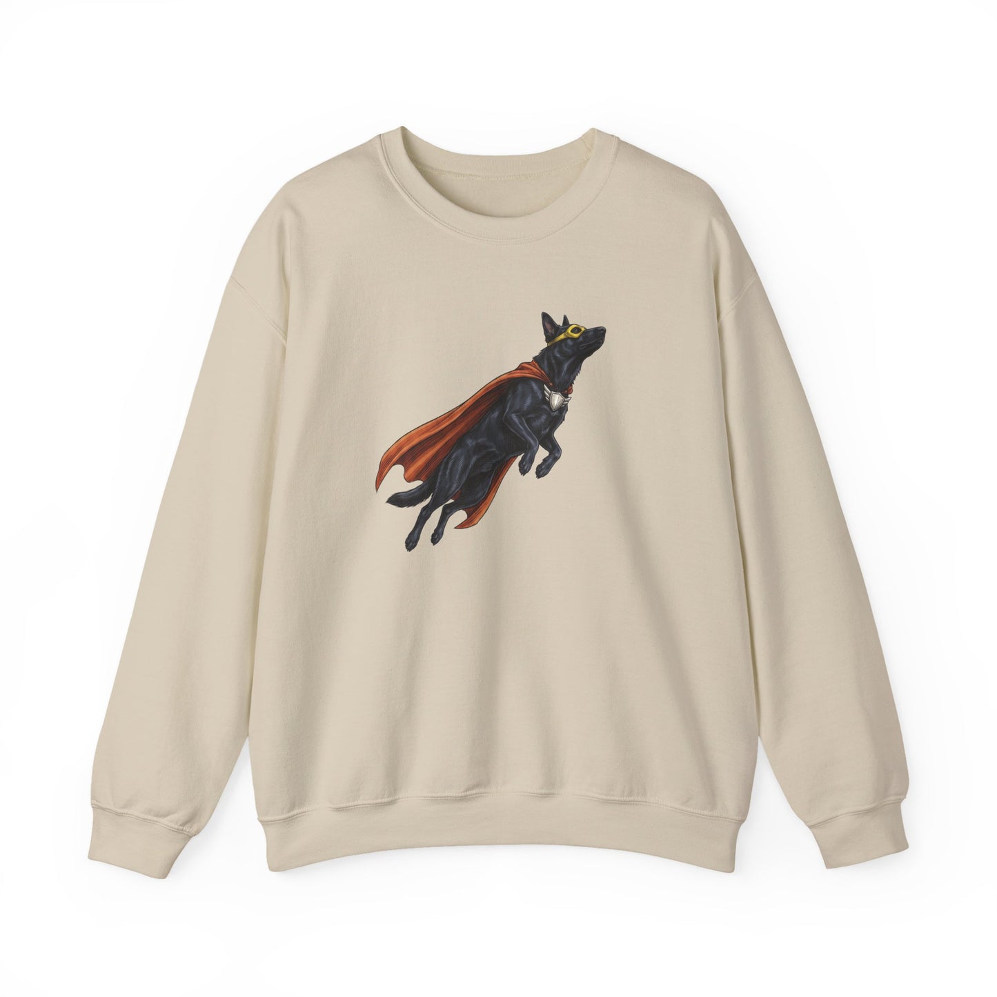 Black German Shepherd Hero Crewneck Sweatshirt Sand