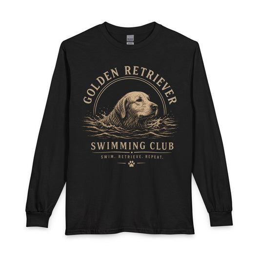 Golden Retriever Swimming Club Long Sleeve Black