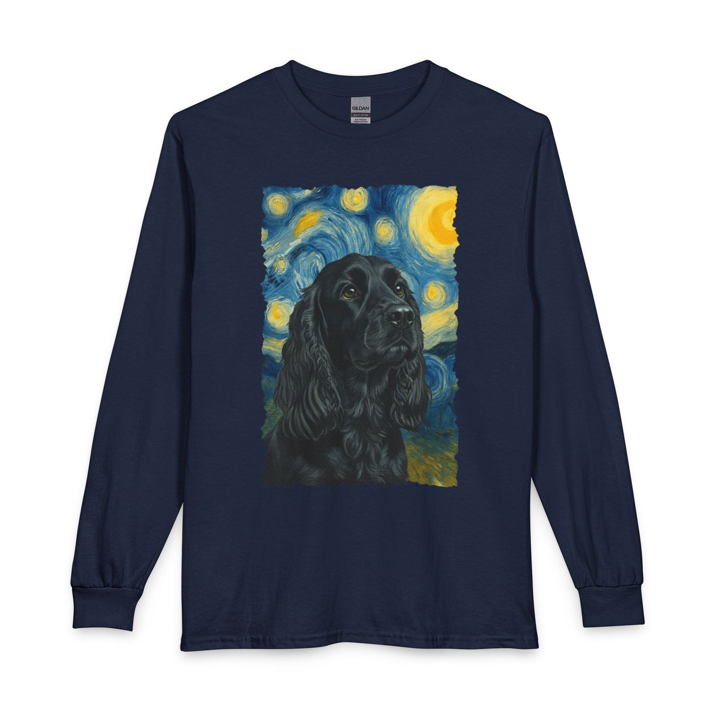 Black Cocker Spaniel Starry Night Long Sleeve